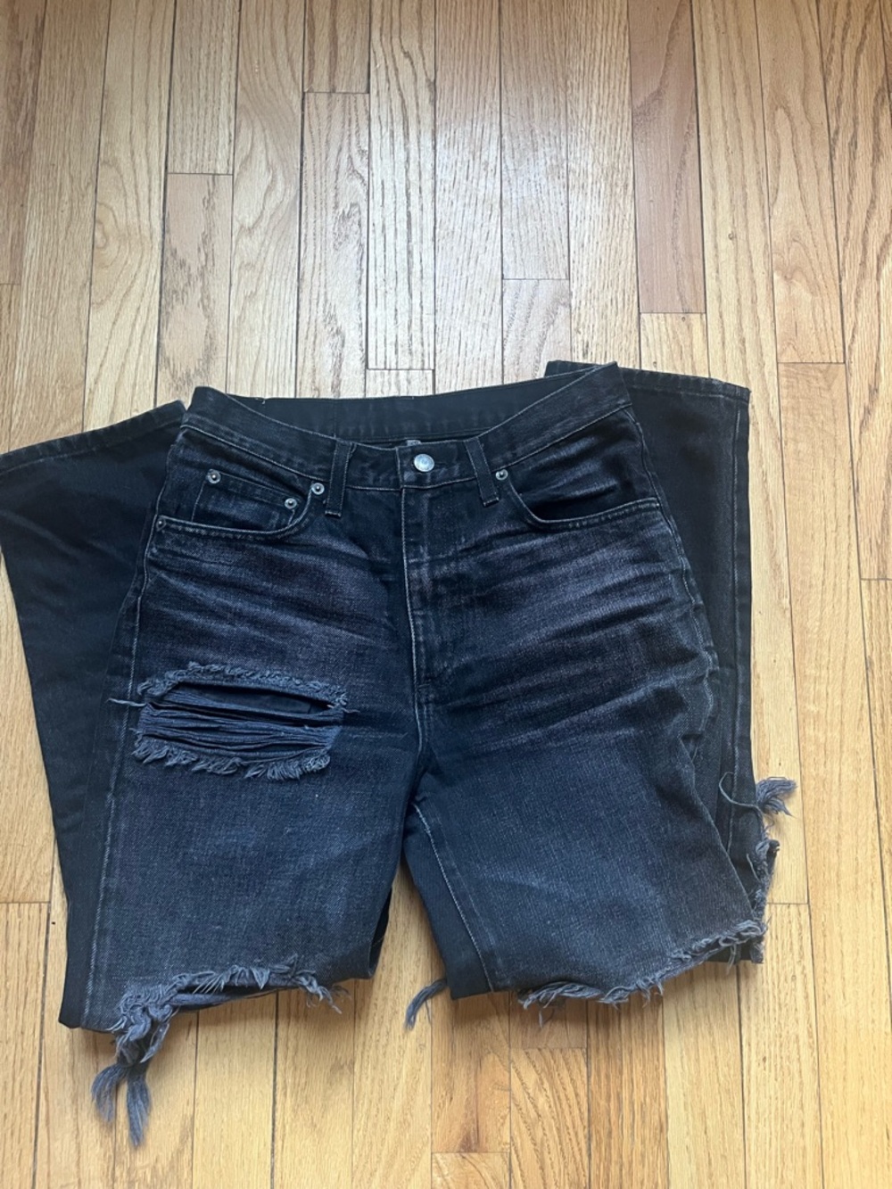 Carmar Black Distressed Straight Leg Jeans